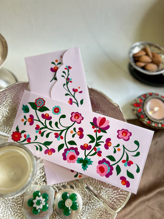 Pink floral Printed envelop -Set of 10