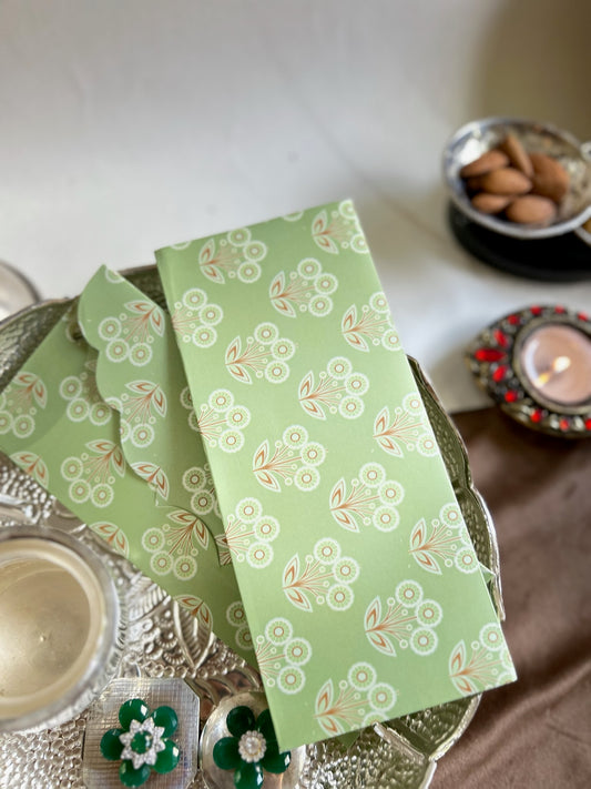 Olive floral Printed envelop -Set of 10