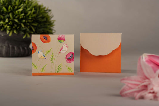 bird orange flower  - Small Envelope (set of 5)