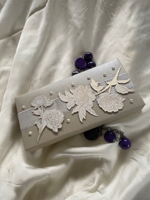 Floral Soft Cash Box Silver set of 2