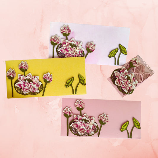 Shagan Envelope with lotus and buds cutouts
