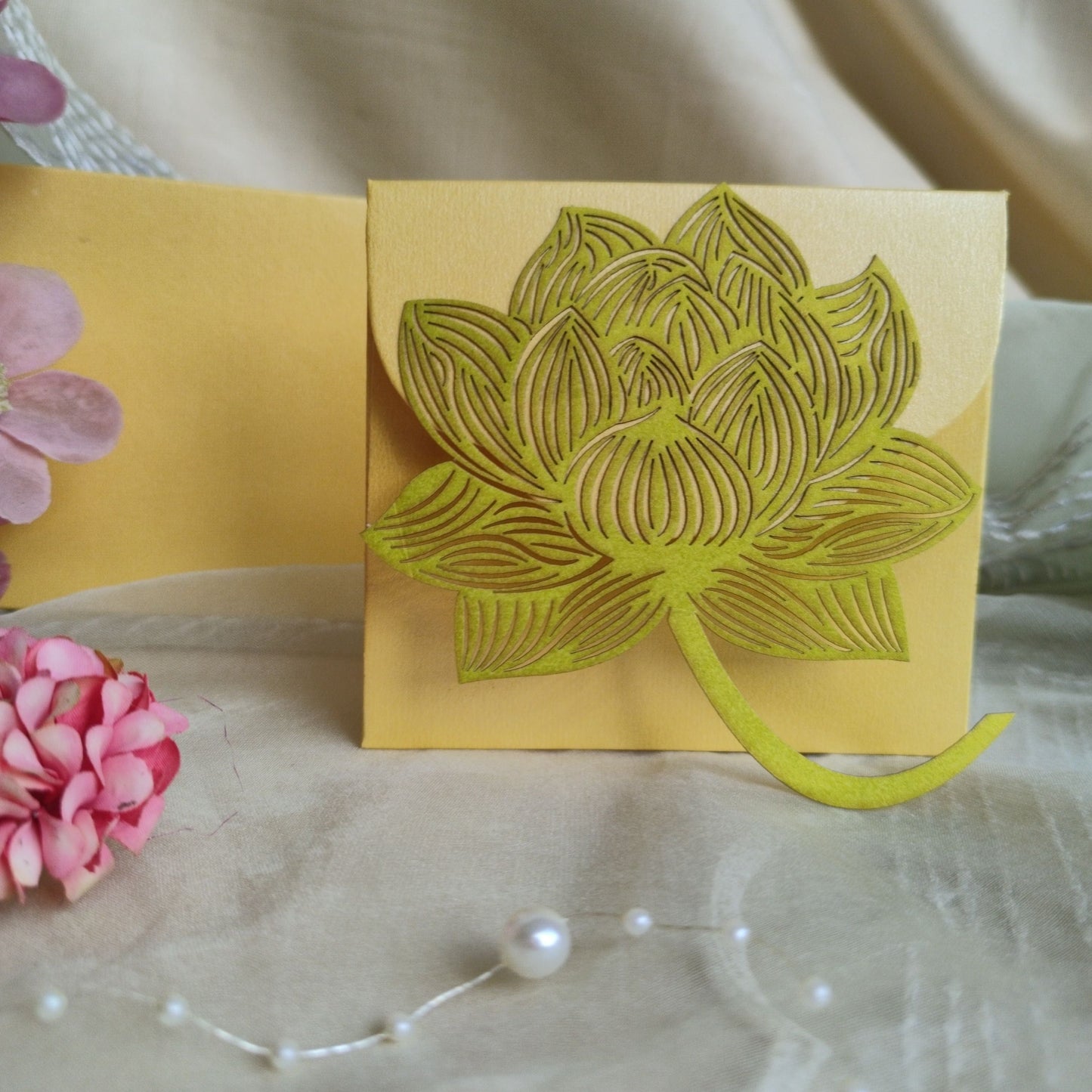 Lotus Square Laser Cut Envelope (set of 5)