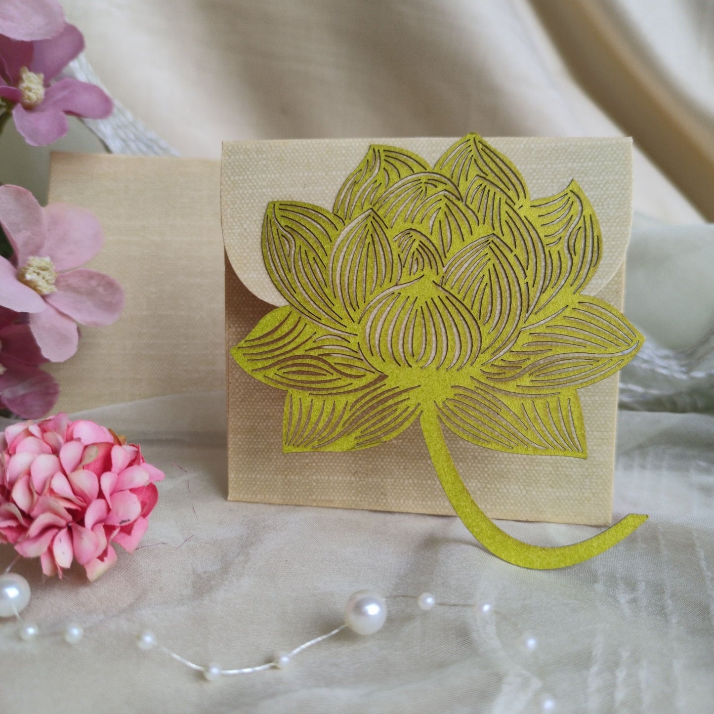 Lotus Square Laser Cut Envelope (set of 5)