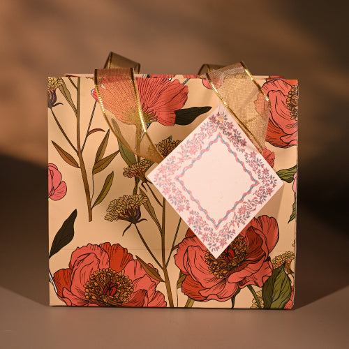 Floral-patterned box with a decorative card 