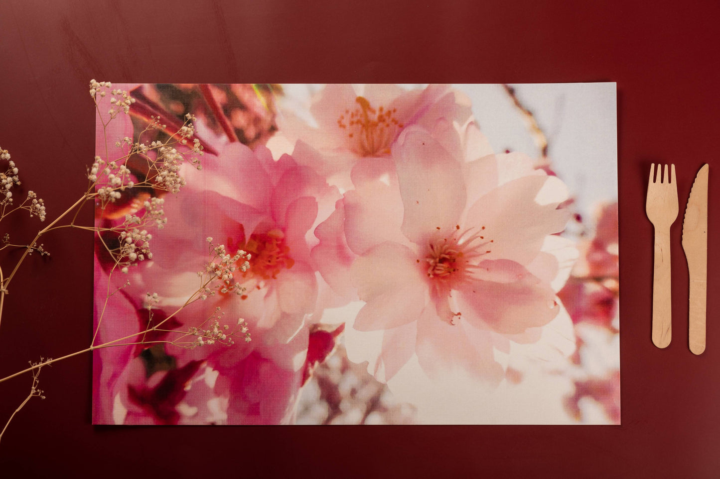 Pink Floral Paper Table Mat