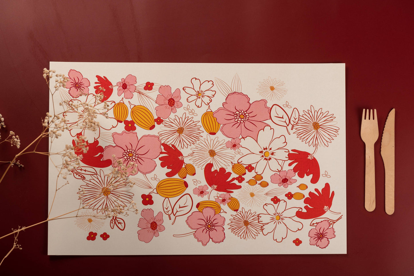 Floral Paper Table Mat