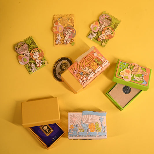 A collection of colorful coin Boxes & coin poc and small boxes