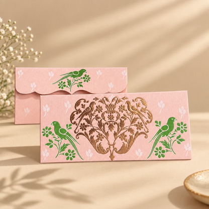 foil emboss pink parrot sagun envelope