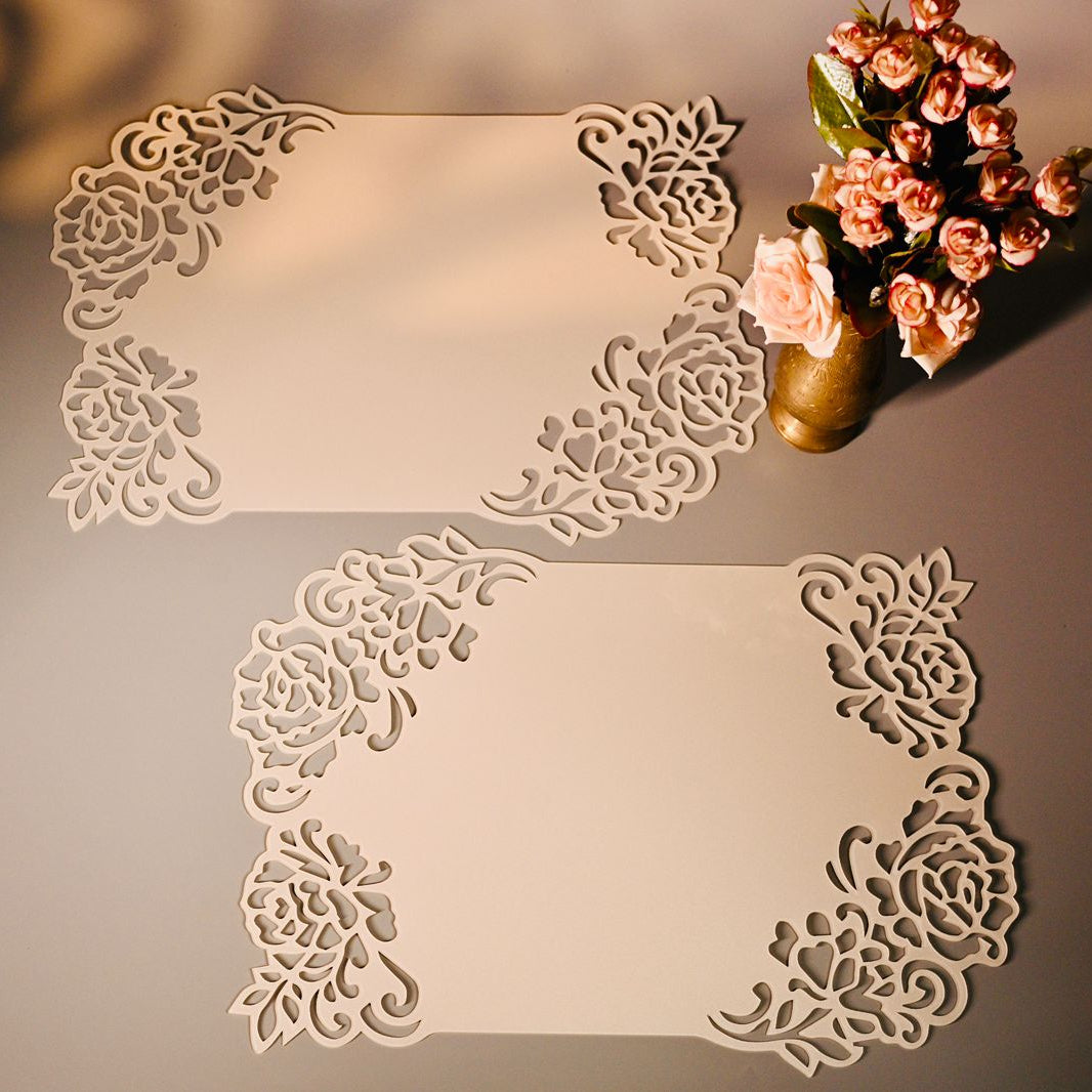 Pearl Acrylic placemat with Rose cutting border