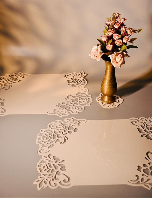 Pearl Acrylic placemat with floral cutting border