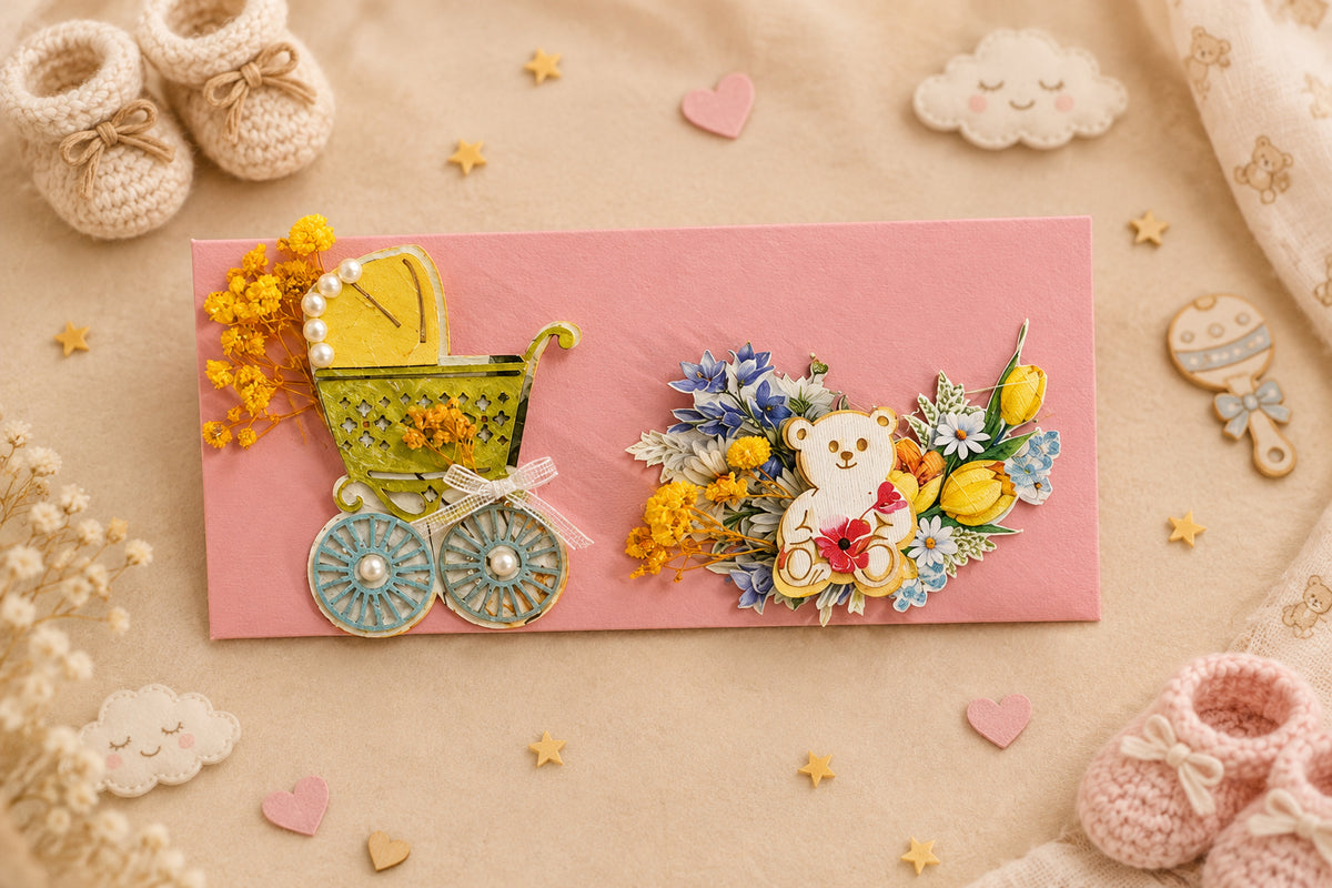 Pram Teddy newborn Envelope
