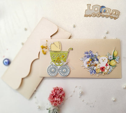 Pram teddy new born envelope