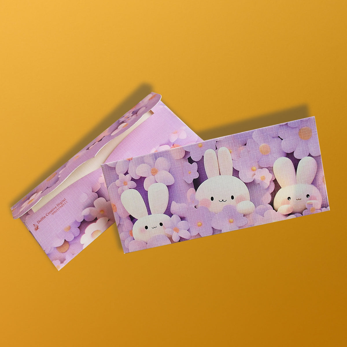 Rabbit Family Digital Print envelope on texture paper