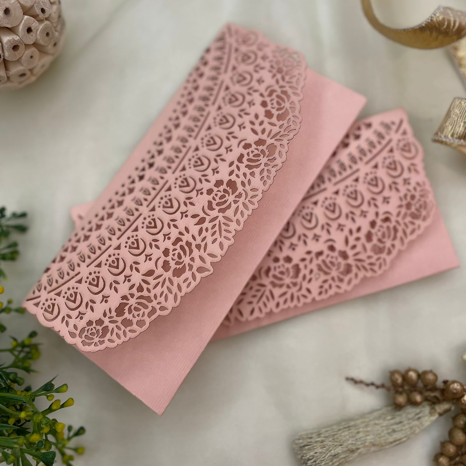 Rose cutting Flap Envelope Pink