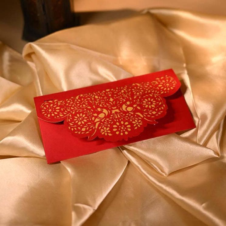 Sagun Envelope with parrot cutting on flap Lazer cutting 