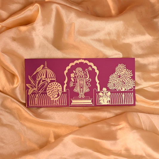 Srinathji, pitchwai theme , gold print sagun Envelope, Purple colour