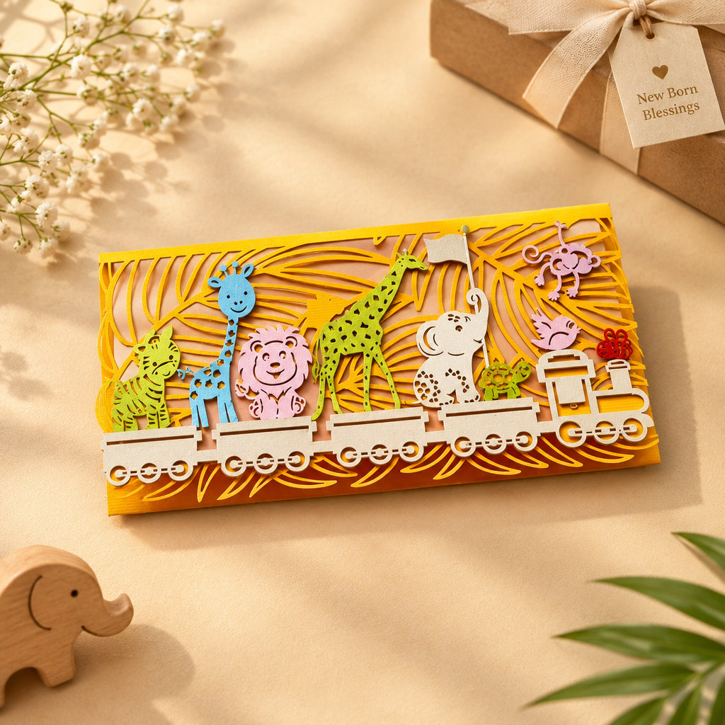 Jungle Train Newborn Money Envelope