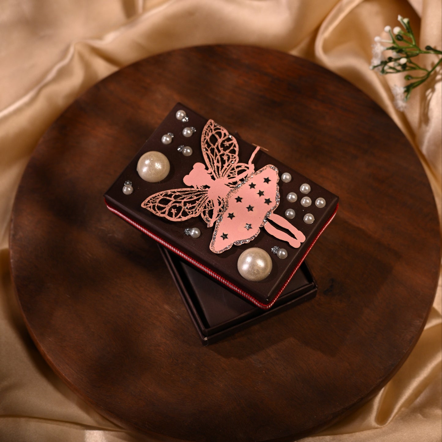 coin box with angel lazer cutting and pearl embellishments