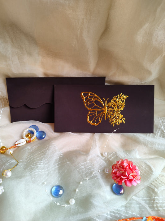 Butterfly Foil Embossed Envelope (set of 5)