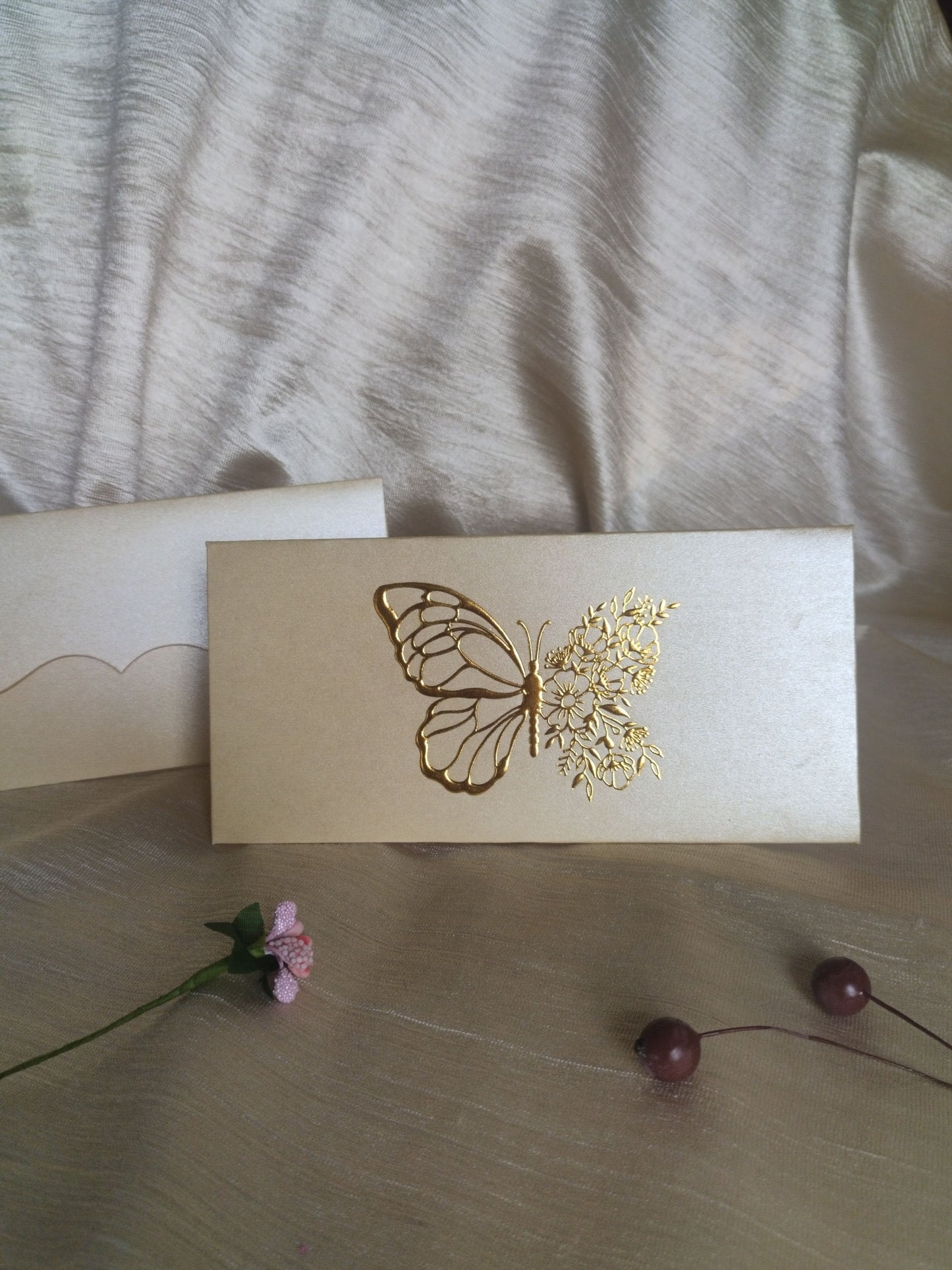 Butterfly Foil Embossed Envelope (set of 5)