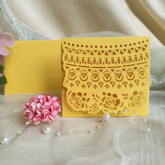 Flap rose cut envelop Yellow  -Set of 5