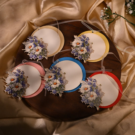 decorative gift tags in mixed colours with flower prints