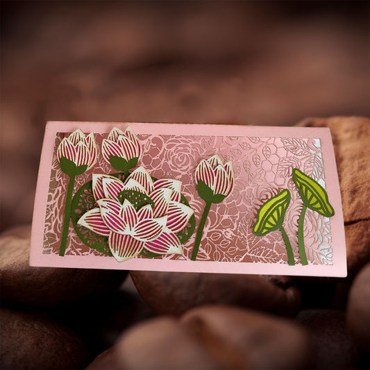box with fulll cutting cover and lazer cut lotus motif on it.