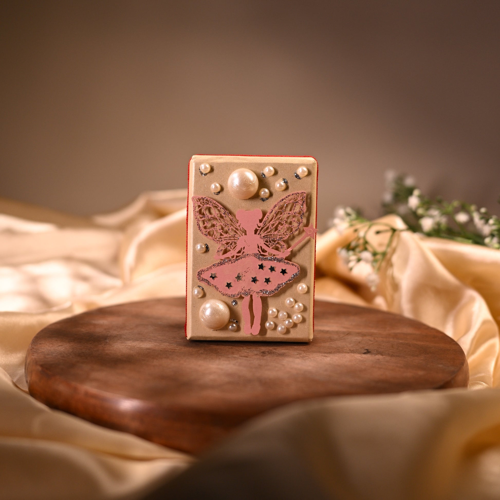 coin box with angel lazer cutting and pearl embellishments