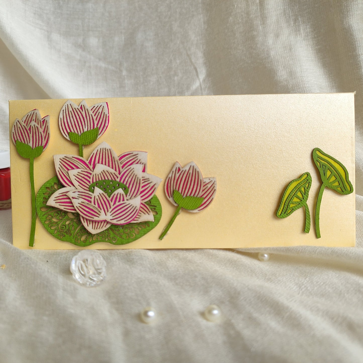Shagan Envelope with lotus and buds cutouts