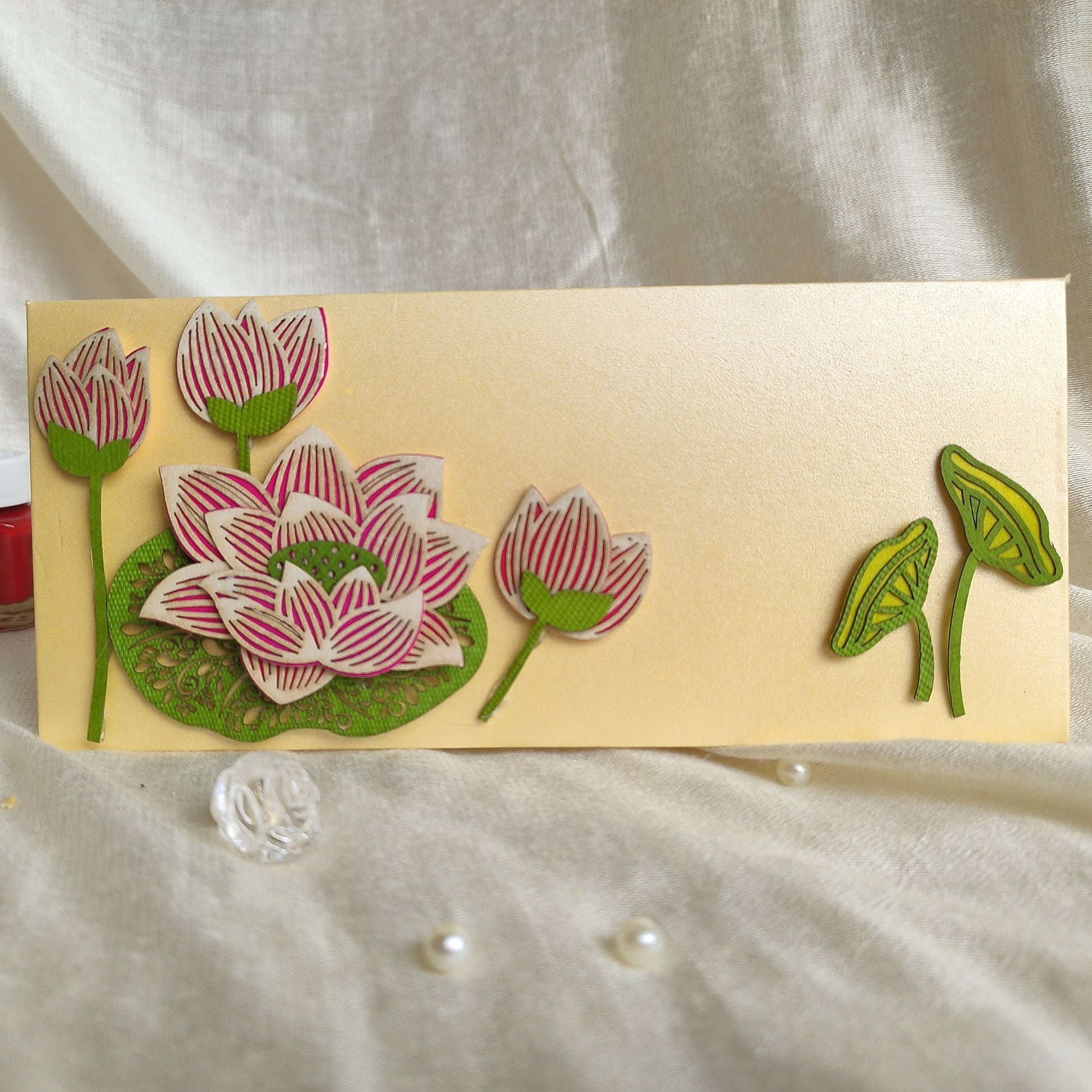Shagan Envelope with lotus and buds cutouts