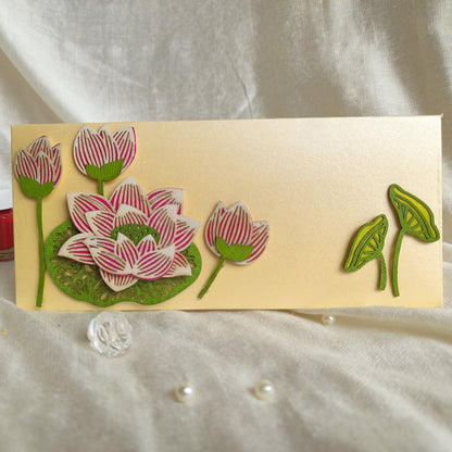 Shagan Envelope with lotus and buds cutouts